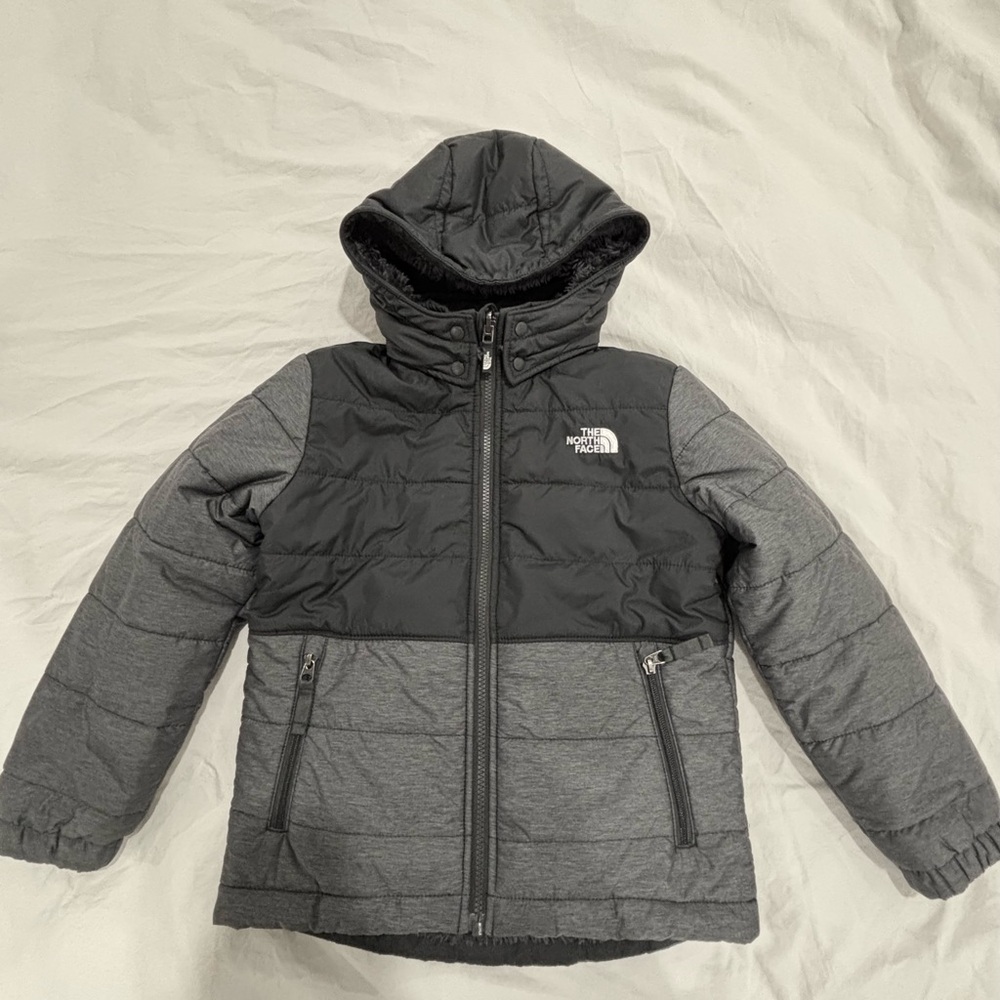 The North Face Boys Hooded Puffer Jacket - Heather Charcoal